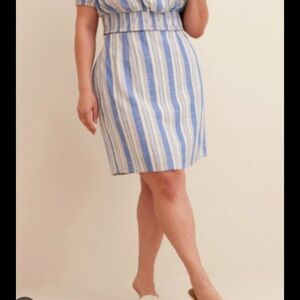 Torrid Blue Stripe Mini Linen High Waisted Skirt Size 1X